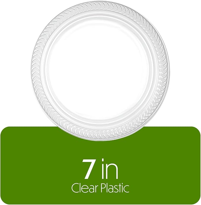 PLASTICPRO 40 Pack Clear Plastic Plates 7 Inch Durable Disposable Plastic Dinner Plates for Parties Events BBQ