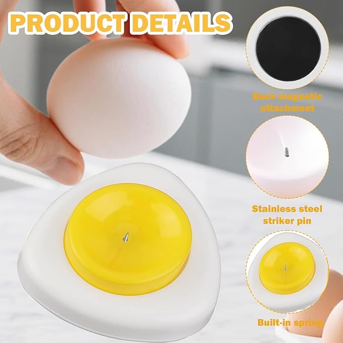 4 Pcs Egg Piercer,Egg Poker,Egg Peeler With Magnetic Base And Safety Lock,Egg Piercer For Hard Boiled Eggs With Stainless Steel Punch Needle For Raw Eggs Egg Hole Puncher Practical Kitchen Tools