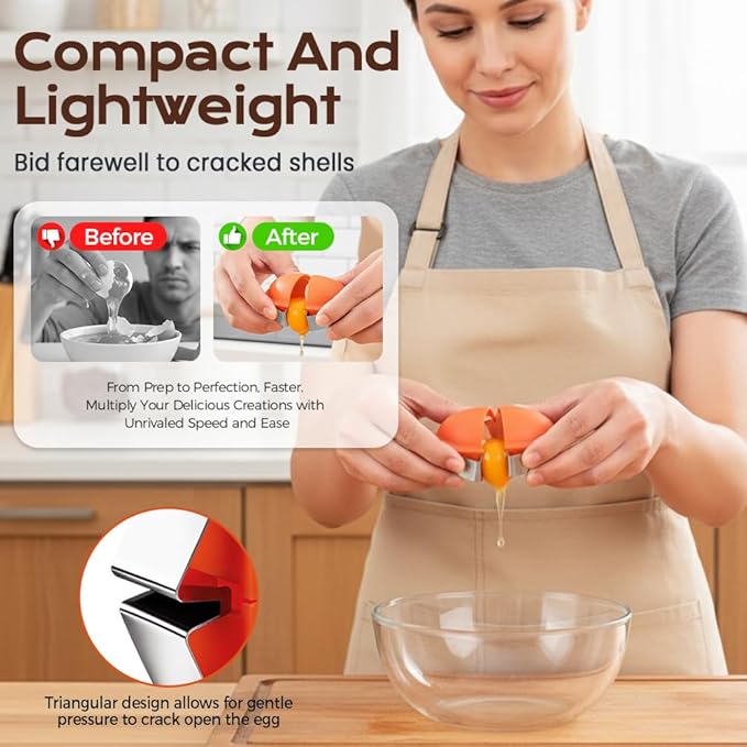 Egg Shell Opener Egg Cracker Tool, 2026 New Eggs Separator for Raw and Hard Boiled Eggs Peeler Shell Remover,Stainless Steel Eggshell Breaker Peeling Tool Portable Kitchen Gadgets (1, 3 Color)