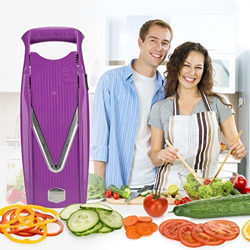Börner Mandoline Slicer V5 (Starter Set) • Vegetable V-Slicer for Slices, Sticks & Dices in Various Sizes • With Stainless Steel V-Blade • Adjustable Kitchen Slicer • Color: Purple