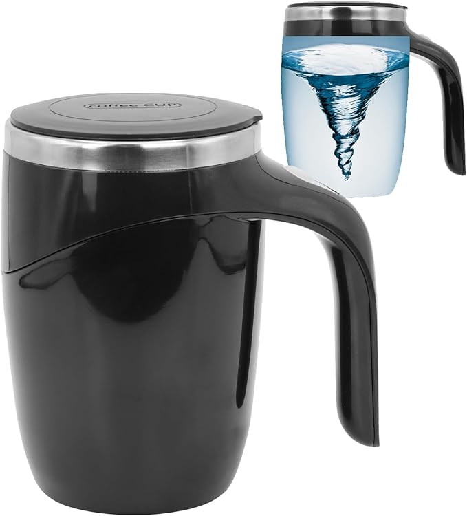 Self Stirring Mug - Automatic Magnetic Electric Coffee Mug, Rotating Cute Mixing Cup Tasse, To Stir Office/Kitchen/Travel/Home Coffee/Tea/Hot Chocolate/Milk-450 ml/15.2 oz(Black)
