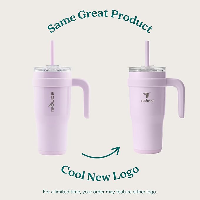 REDUCE 24 oz Stainless Steel Tumbler with Handle - Dual-Wall Vacuum Insulated Travel Mug, Sweat-Proof Lid & Reusable Straw - Keeps Drinks Cold for 24 Hrs, Fits Cupholders, Dishwasher Safe - Phantom