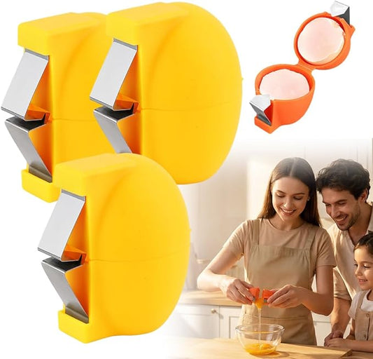 Kruggo 2026 New Egg Shell Opener Egg Cracker Tool, Multifunctional Peeler Shell Remover for Raw and Hard Boiled Eggs, Portable Kitchen Gadgets for Cooking Baking (Yellow-3PCS)