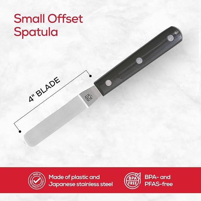King Arthur Baking Company Offset Spatula, Japanese Stainless Steel, 4-Inch Flexible Blade, For Precise Cake Decorating