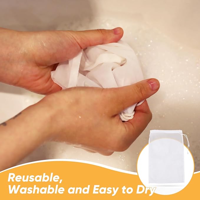 6Pack Nut Bag Strainer 14 x 10 Inch Cheesecloth Bags for Straining Nylon Cheese Cloth Bags Reusable Nut Milk Bag 200 Mesh Fine Mesh Bag for Straining Fruit Juice Cheese Coffee Tofu Yogurt Tea