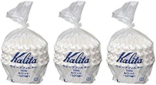 3 X Kalita: Wave Series Wave Filter 185 (2-4 Persons) White. 300 Pieces (Japan Import)