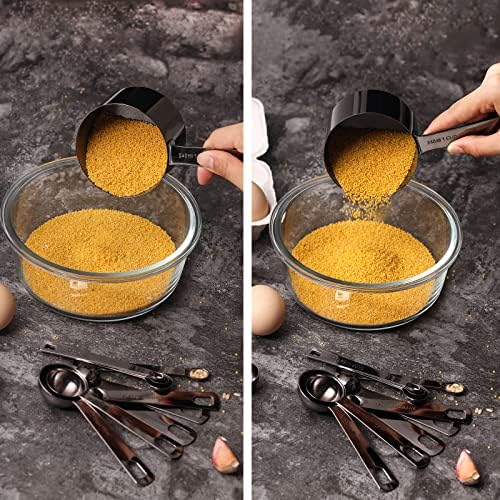 16 Pcs Stainless Steel Measuring Cups & Spoons Set, Black