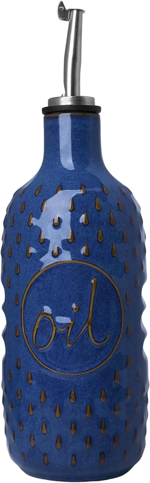 Ceramic Olive Oil Dispenser Bottle,15 Oz Oil Dispenser for Kitchen Counter,Suitable for Storage Oil, Vinegar, Coffee Syrups & Other Liquids (Vintage Blue)
