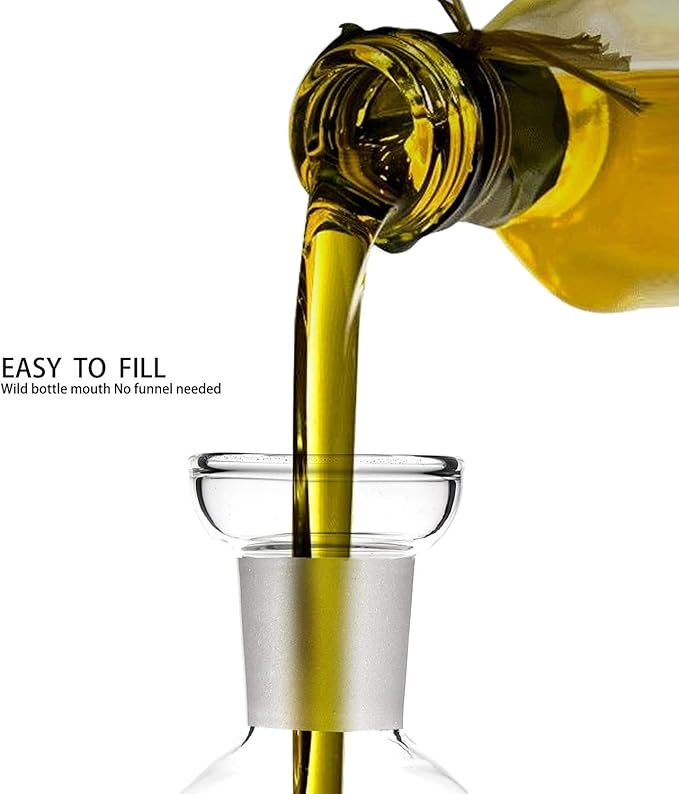 HAIZEEN 5 oz / 150 ml No Funnel Needed Olive Oil & Vinegar Dispenser Glass Cruet Decanter for Kitchen,Lab glassware seal handicraft Keeps Fresh Longer