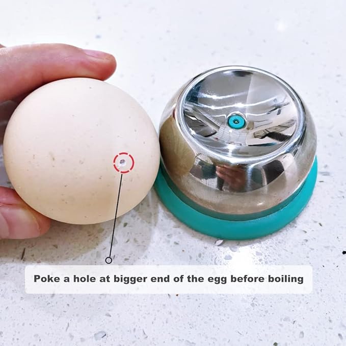 Stainless Steel Egg Piercer With Sturdy Base, Egg Hole Puncher to Get Good Hard Boiled Eggs, Great Egg Poker & Egg Peeler As Stocking Stuffers or Gifts, 2 Pack