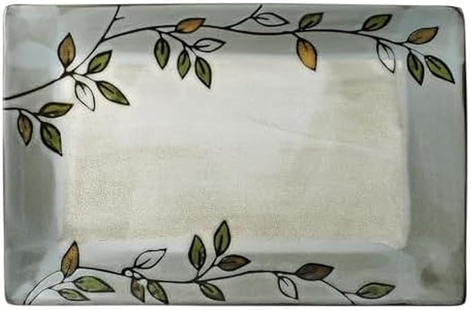Pfaltzgraff Rustic Leaves Rectangular Platter,White 14 Inch Long x 9 Inch Wide