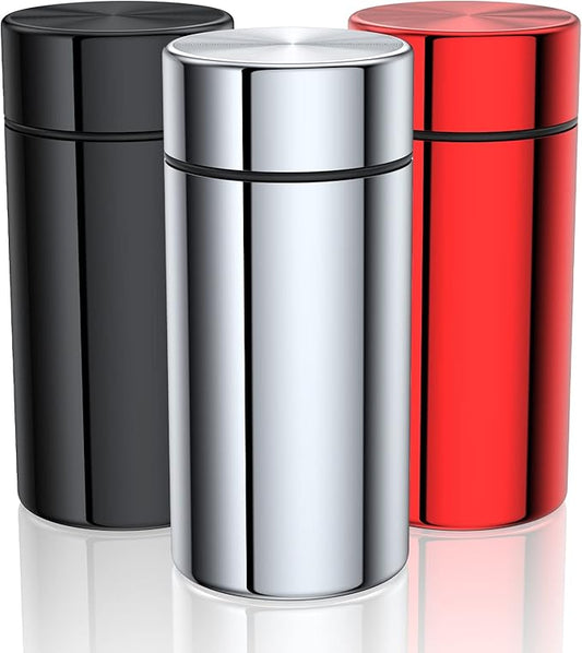 Portable Aluminum Storage Jar 3-Pack,Airtight Smell Proof Container, Metal Waterproof Small Bottle Multipurpose Container for Coffee & Teas, Herb Spices Container Screw-Top Lid Lock Odor
