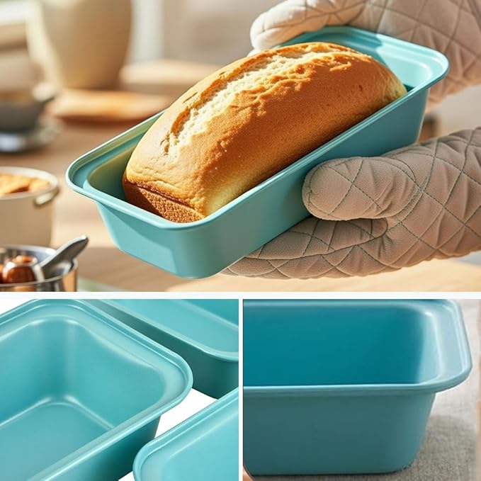 3-Pack 13x5 Nonstick Loaf Pan, 450°F Oven Safe Carbon Steel Bread Pans for Easy Release & Quick Clean, Ideal for Home Bakers Baking Banana Bread, Meatloaf, Cake & Sourdough