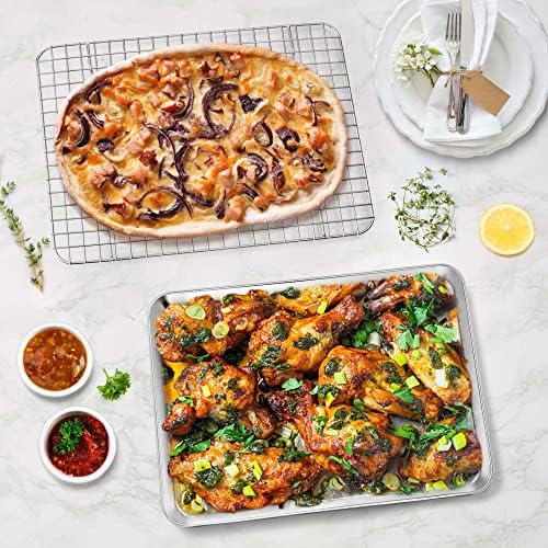 P&P CHEF 12.5 Inch Toaster Oven Pan Tray with Wire Rack, 4 PCS