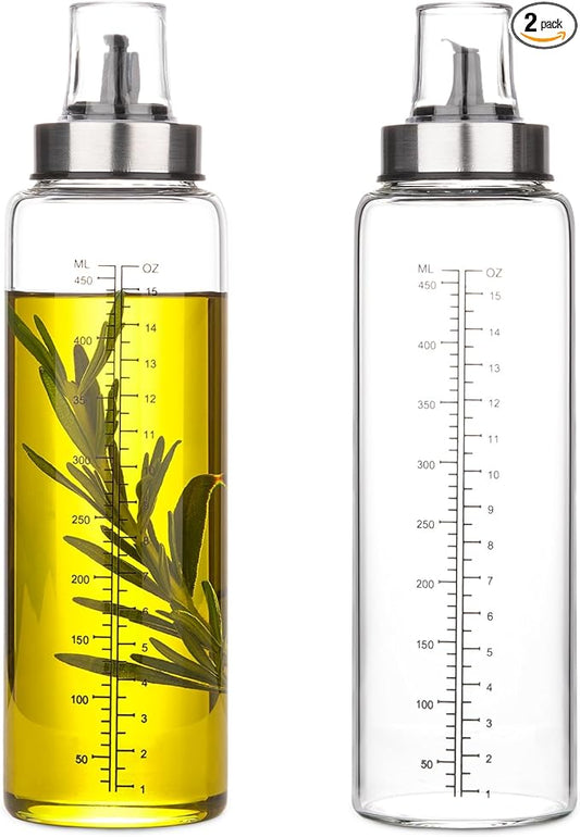 hotder Oil Bottles, Olive Oil Dispenser, Oil Dispenser Bottles, Oil Dispenser, Oil Dispenser Bottle for Kitchen, Glass Oil Bottle 500ml, Easy Refill & Cleaning Non-Drip Spout (450ML)