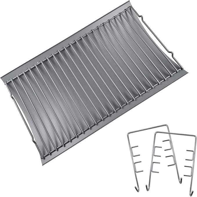 MixRBBQ 20 Inchs Ash Pan with 2pcs Fire Grate Hanger for Chargriller 5050, 5072, 5650, 2123 2223 2823 Charcoal Grills, 200157 Grill Tray Replacement for Chargriller, Stainless Steel Drip Pan