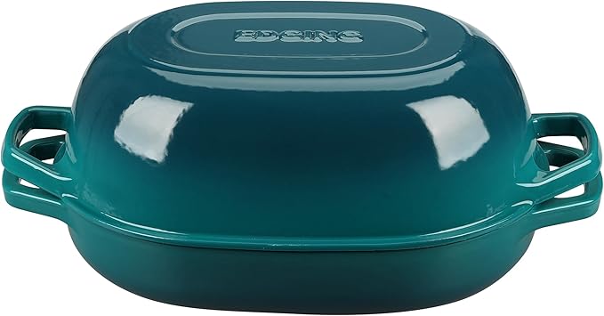 Enameled Cast Iron Oval Dutch Oven Pot with Lid, Dutch Oven for Sourdough Bread Baking, Bread Oven, Bread Dutch Oven, Oval Bread Pan, 7qt, Darkcyan