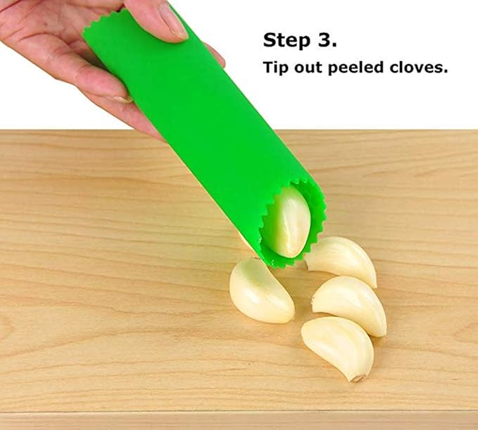 Sinnsally Garlic Peeler Skin Remover Roller Keeper,Easy Quick to Peeled Garlic Cloves with Silicone Tube Roller Garlic Peeling Kitchen Tool(3 Colors)