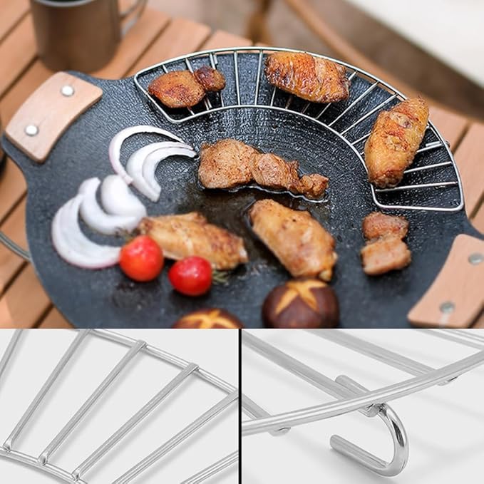 Stainless Steel Cooling Rack for Grill,Thickened Half Round BBQ Oil Drain Rack,Air Fryer Oven Rack,Strainers for Camping Home Baking Cooking