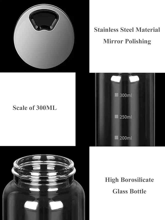 Verdental 10 oz Salt Pepper Shakers with Adjustable Outlet Holes Clear Glass Shaker Bottles Spice Seasoning Cans for Kitchen Decor Home Restaurant BBQ Camping Farmhouse Kitchen Accessories (300 ml)
