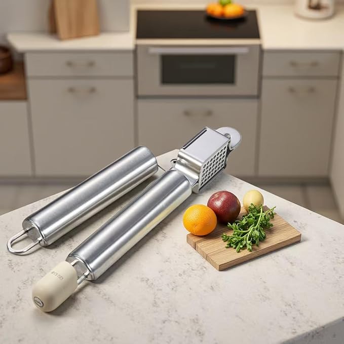 Stainless steel manual garlic press, home use garlic crushing tool, new kitchen garlic paste tool.