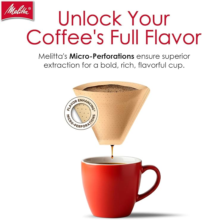 Melitta #2 Cone Coffee Filters, Natural Brown, 100 Count (Pack Of 3), 300 Total Filters - Fits all 2-6 Cup Cone Coffee Makers and 1-cup Pour-Over Brewers, Compostable, Tear-Resistant, Made in USA