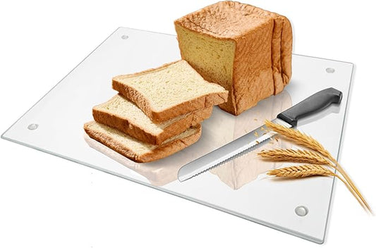 Glass Cutting Board,Clear Tempered Glass for Kitchen 1 Pcs (18"x24"),Clear Countertop with Rubber Feet,Non-Slip,Durable Shatter Resistant,Dishwasher Safe,Scratch Resistant,Heat Resistant