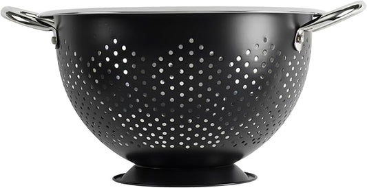 GoodCook Gourmet Colander, 5qt capacity, Stainless Steel with Handles and Elevated Pedestal Foot, Bold Black
