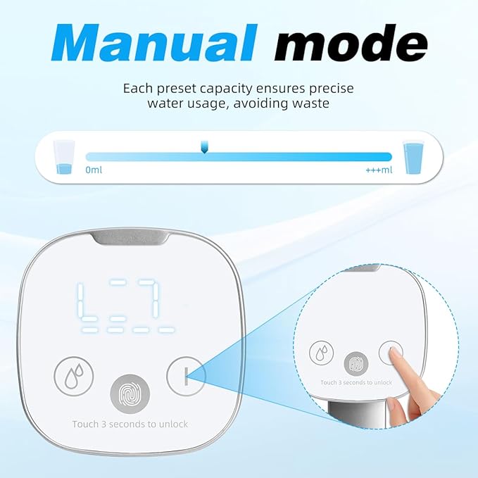 Water Dispenser for 5 Gallon Bottle with Digital Display, 4 Dispense Modes, Portable USB Charging Electric Water Pump, Foldable Spout, Food-Grade Water Jug Pump for Home, Office, RV, Campin(White)