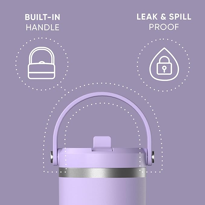 Hydrapeak Nomad 32 oz Tumbler with Handle and Straw Lid, Leakproof, Double Insulated, 32oz Cup Stainless Steel (Lavender) | with Handle, and Straw Lid, Leakproof, Double Insulated, 32oz Cup