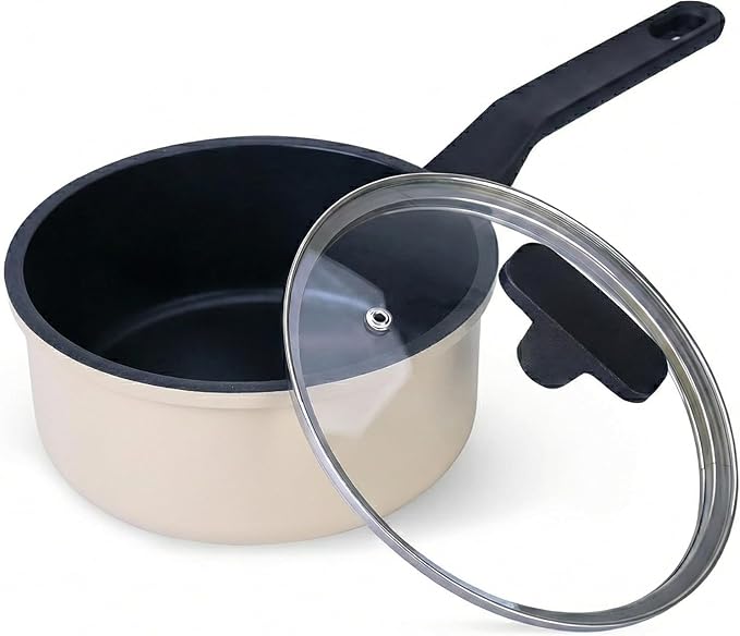 Nonstick Sauce Pan with Lid,2QT small pot, PFOA Free,Kitchen Pots Induction Pot,Cream