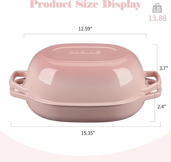 Enameled Cast Iron Oval Dutch Oven Pot with Lid, Dutch Oven for Sourdough Bread Baking, Bread Oven, Bread Dutch Oven, Oval Bread Pan, 7qt, Pink