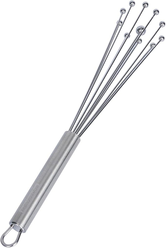 Restaurantware 10.5 in Stainless Steel Ball Whisk - 6 Pack - German Standard Egg Beater with Ergonomic Handle, Dishwasher Safe - Manual Mixer Cooking Whisk for Baking, Stirring, Sauces, Beating