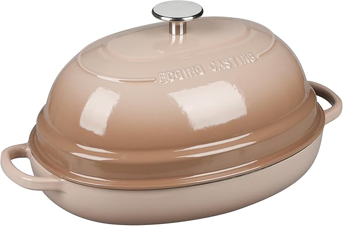 Enameled Oval Cast Iron Dutch Oven Pot with Lid, Bread Dutch Oven for Sourdough Bread Baking, Dutch Oven Bread, Bread Oven, 6QT, Mocha
