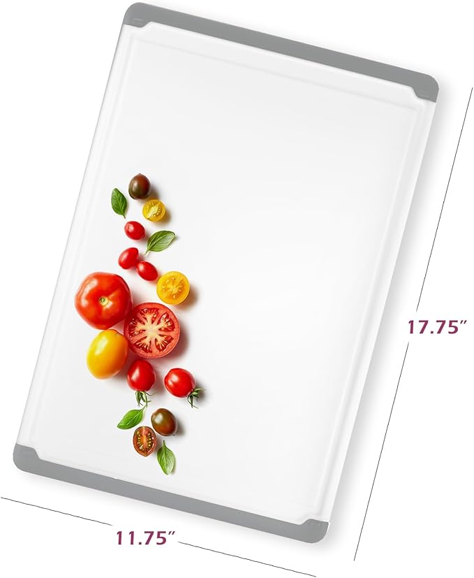 Large Cutting Boards for Kitchen - Dishwasher Safe Non-Slip Cutting Boards with Juice Grooves, Easy Grip Handles - Large and Thick Chopping Board (Grey)