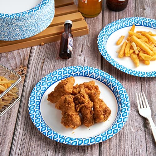 MUCHII 8.375 Inch Paper Plates, 300 Count Disposable Plates Bulk Pack