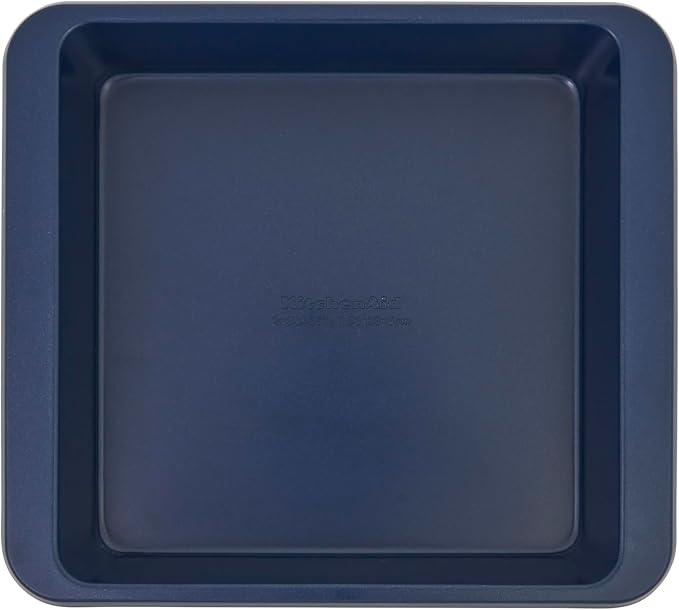 KitchenAid Nonstick Swiss Engineered Aluminized Steel Square Cake Pan, Dishwasher Safe, Ink Blue, 9 Inch