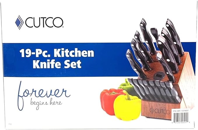 Cutco 19 Pc Kitchen Knife Set Cherry Wood Stand