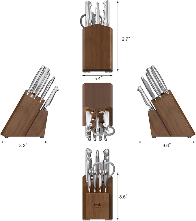 Cangshan Sanford Series 1027150 German Steel 12-Piece Knife Block Set, Acacia