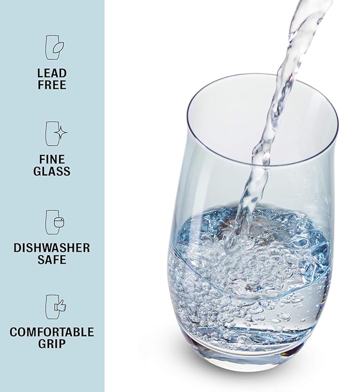 BENETI Premium Glass Cups, Highball Drinking Glasses Set of 6 | Made in Europe Water and Juice Kitchen Glassware | Colored Glasses Set, Perfect for Party's and Gifts for Men and Women of All Ages