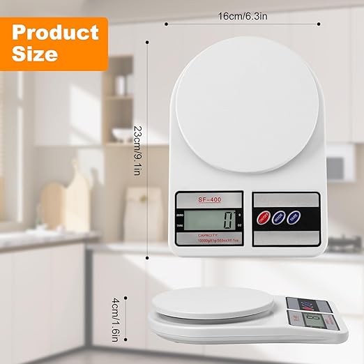 Partyreal Digital Kitchen Scale, Stainless Steel Food Scale with Tare and oz/g Units, Replaceable Battery Power, 10kg, Silver