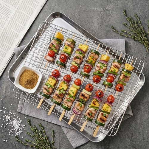 Homikit Large Baking Sheet with Wire Rack (1 Pan+1 Cooling Rack), 20”x14”