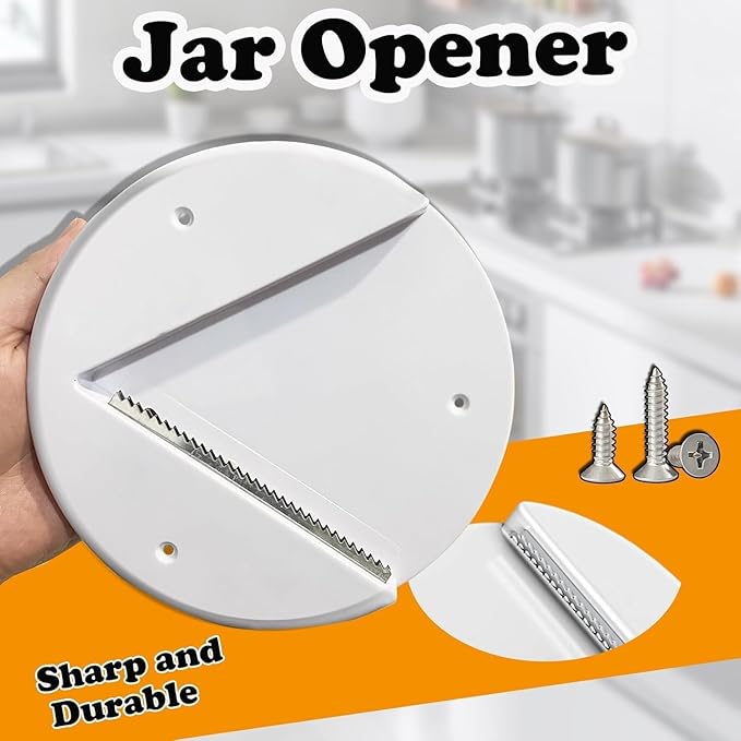 Jar Opener, Under Cabinet Jar Opener Tool, Bottle Opener for Seniors, Cap Openers for Arthritis or Weak Hands, One Handed Opener Gadgets, Essential Kitchen Gadgets for Home Assistance
