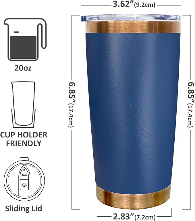 20 oz Tumbler Bulk 12 Pack Stainless Steel Tumblers with Lids and Straws, Double Wall Vacuum Insulated Travel Coffee Mug for Laser Engrave, Powder Coated Cups for Hot and Cold Drinks (Navy,12 pack)