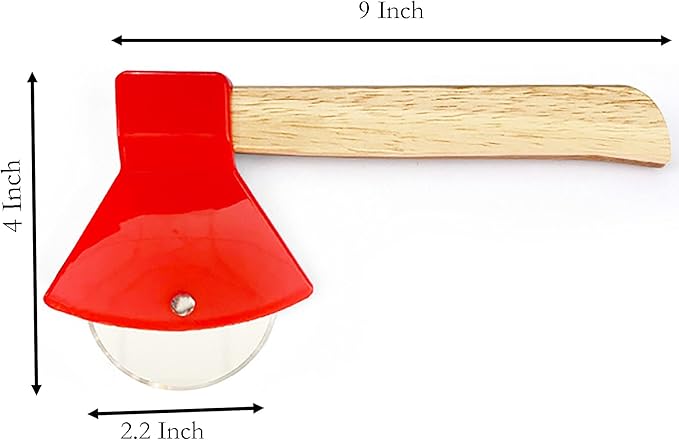Axe Head Shape Pizza Cutter, 9 Inch x 4 Inch Stainless Steel Pizza Knife Sharp Blade for Cutting of Pizza, Bread and Cake (red)