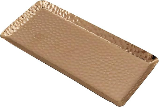 Antrader Hammered Rectangular Platter Serving Tray,Stainless Steel Decorative Storage Tray,1Pcs (10-Inch by 4-Inch)