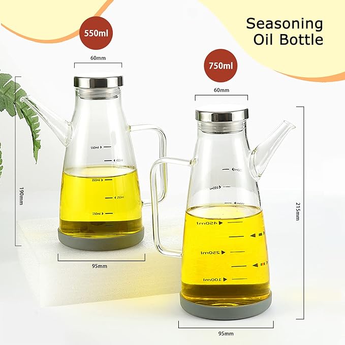 Oil Dispenser for Kitchen,25OZ Oil Bottles Cooking Oil Dispenser with Drip Free Spout and Non Slip Bottom Fits in Home,Kitchen,Barbecue,Party (750ml)