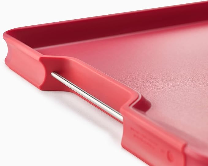 Joseph Joseph Cut&Carve Plus - Non-Slip, Multi-Function, Double-Sided Cutting Board for Food Preparation and Carving- Dishwasher Safe, Extra Large, Red