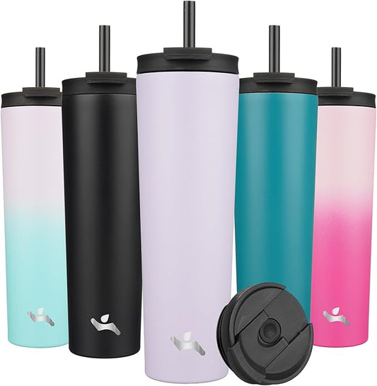 34 OZ Insulated Tumbler with Lid and 2 Straws Stainless Steel Water Bottle Vacuum Travel Mug Coffee Cup,Taro