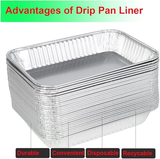 30Pack Grill Drip Pans Compatible for Weber 6415 Grills, Grease Pan Liners for Weber Spirit, Genesis, Traveler, Q Series Disposable Aluminum Foil Grease Trays Accessories 8.5" x 6"